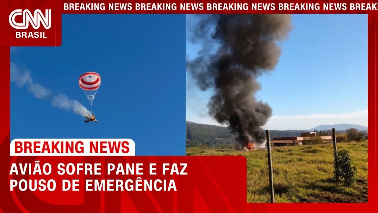 Avião sofre pane, piloto aciona paraquedas e faz pouso de emergência em MG | LIVE CNN