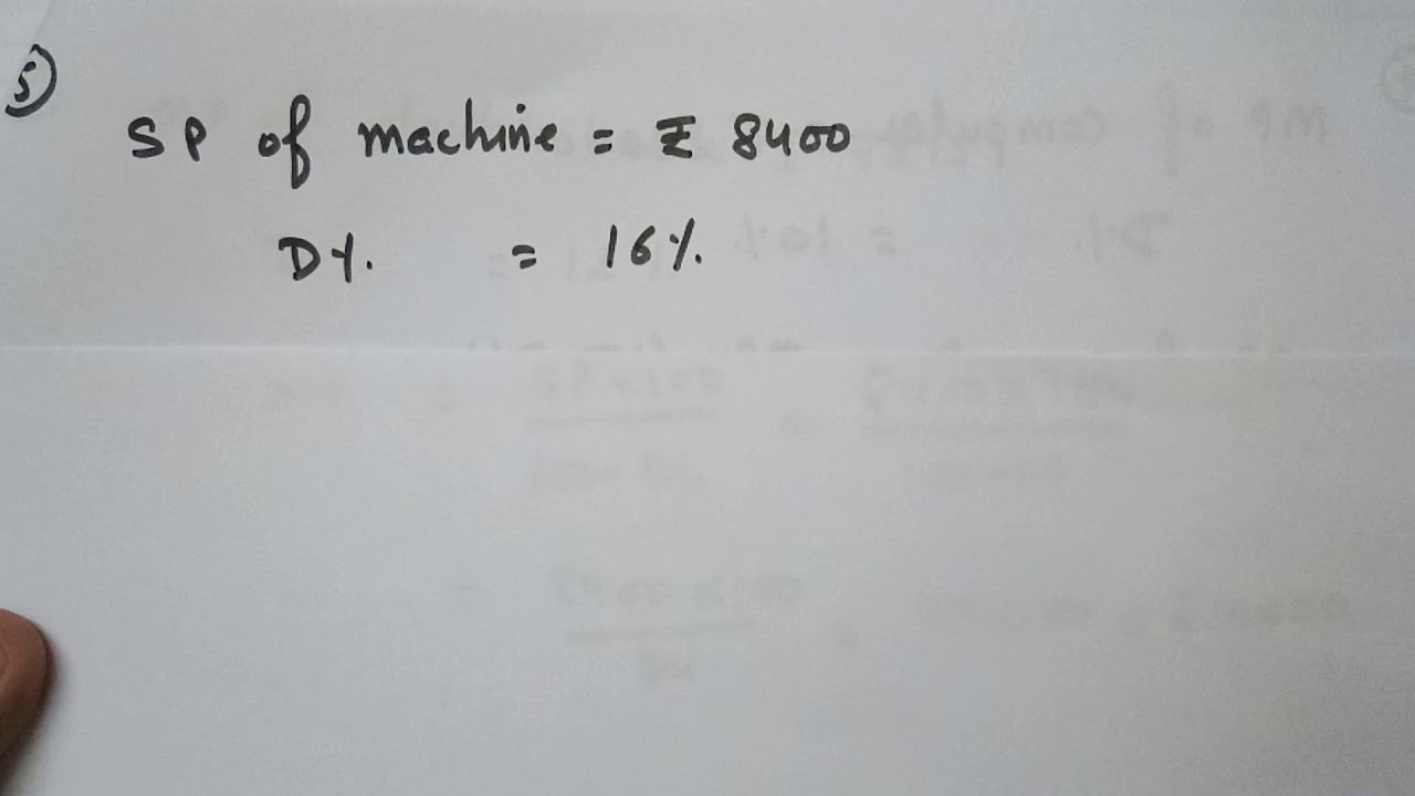WS2QN5, find the MP of a washing machine which is sold at Rs 8400 after allowing a discount of 16%.