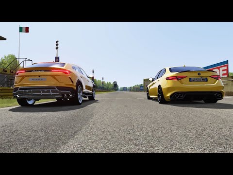 Alfa Romeo Giulia Quadrifoglio Cockpit  vs Lamborghini Urus at Monza Full Course