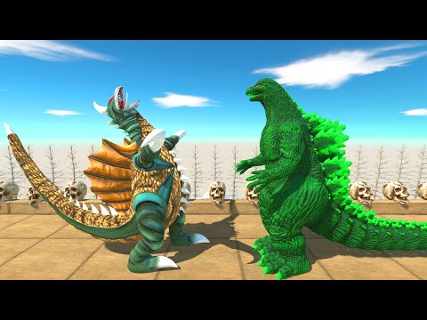 New Great War  Heisei Godzilla Green Vs Team Gigan 197x Death run -Animal Revolt Battle Simulator