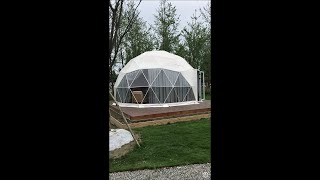 White PVC Geodesic Dome Tent with Bathroom. Affordable Price