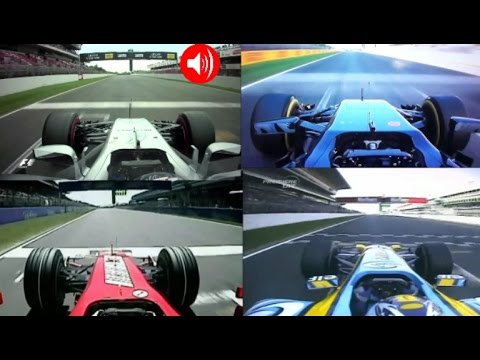 Onboard F1 2017 test vs GP2 Mclaren vs F1 2007 vs F1 2005 (Bottas, Alonso & Massa) @ Spain Barcelona