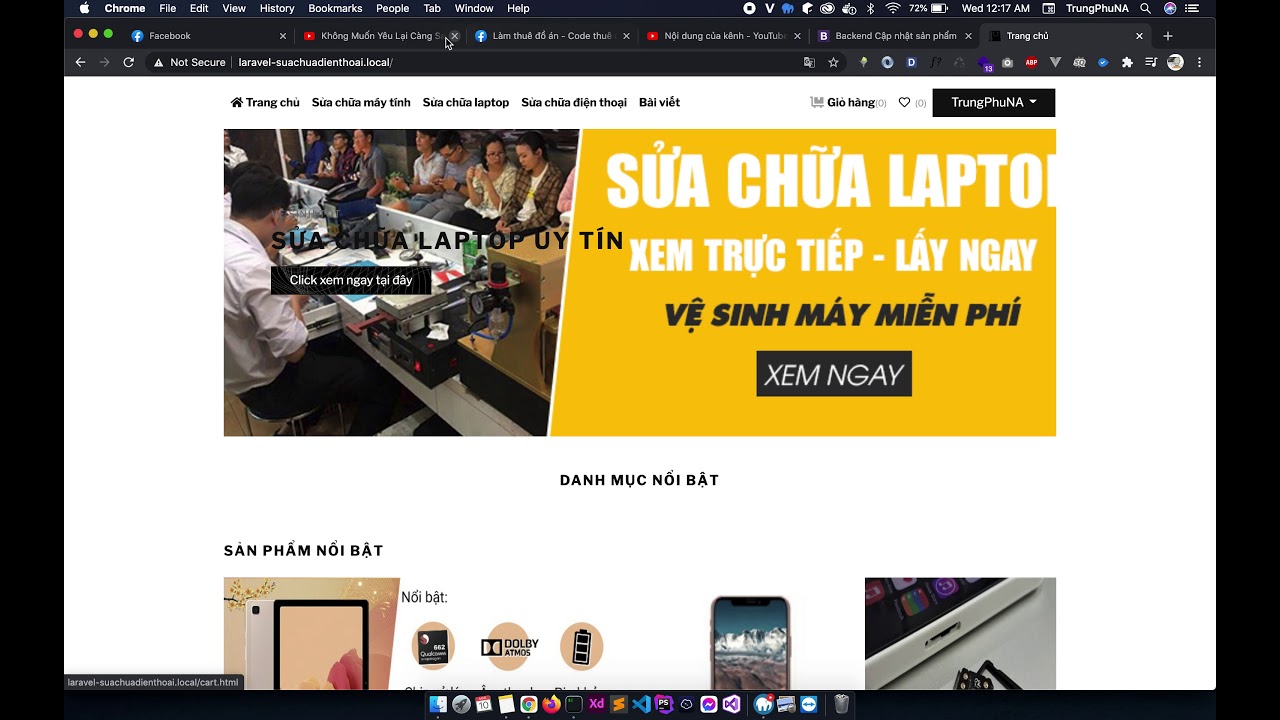 Support đồ án - Website sửa chữa điện thoại laravel