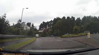 preview picture of video 'Car goes down embankment at west linton roundabout and is smoking'