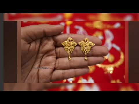 Latest design Gold stud earrings /light weight gold earrings