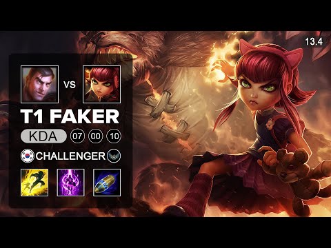T1 Faker Annie vs Jayce Mid - KR Challenger - Patch 13.4 Season 13