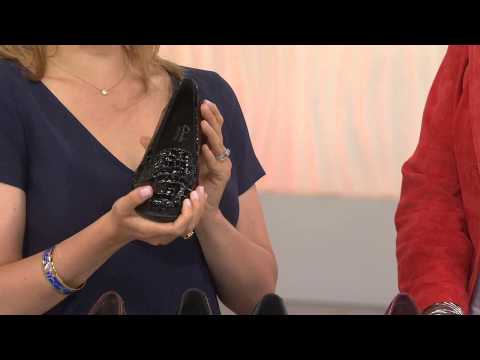 Clarks Bendables Bayou Leather Croco Embossed Slip-on Loafers with Jayne Brown