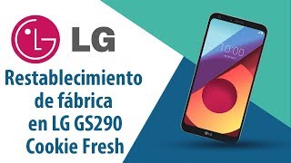 ¿Cómo restablecer datos de fábrica a través del menú en LG Cookie Fresh GS290?