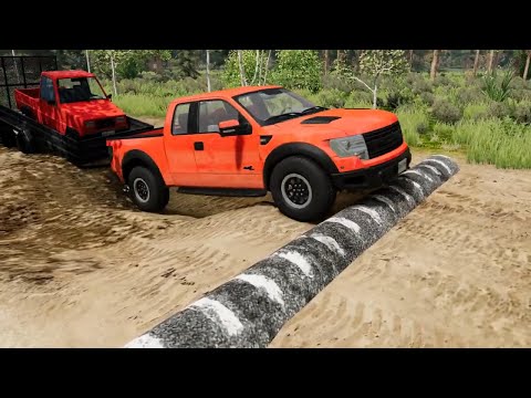 Cars vs Speed bumps vs Potholes vs Suspension bridge vs Unfinished Road - beamng drive #369 live 4