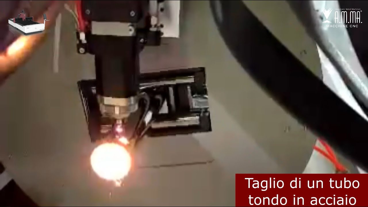 Taglio laser fibra di tubi su rotary Atlas Evo - Pantografi AMMA