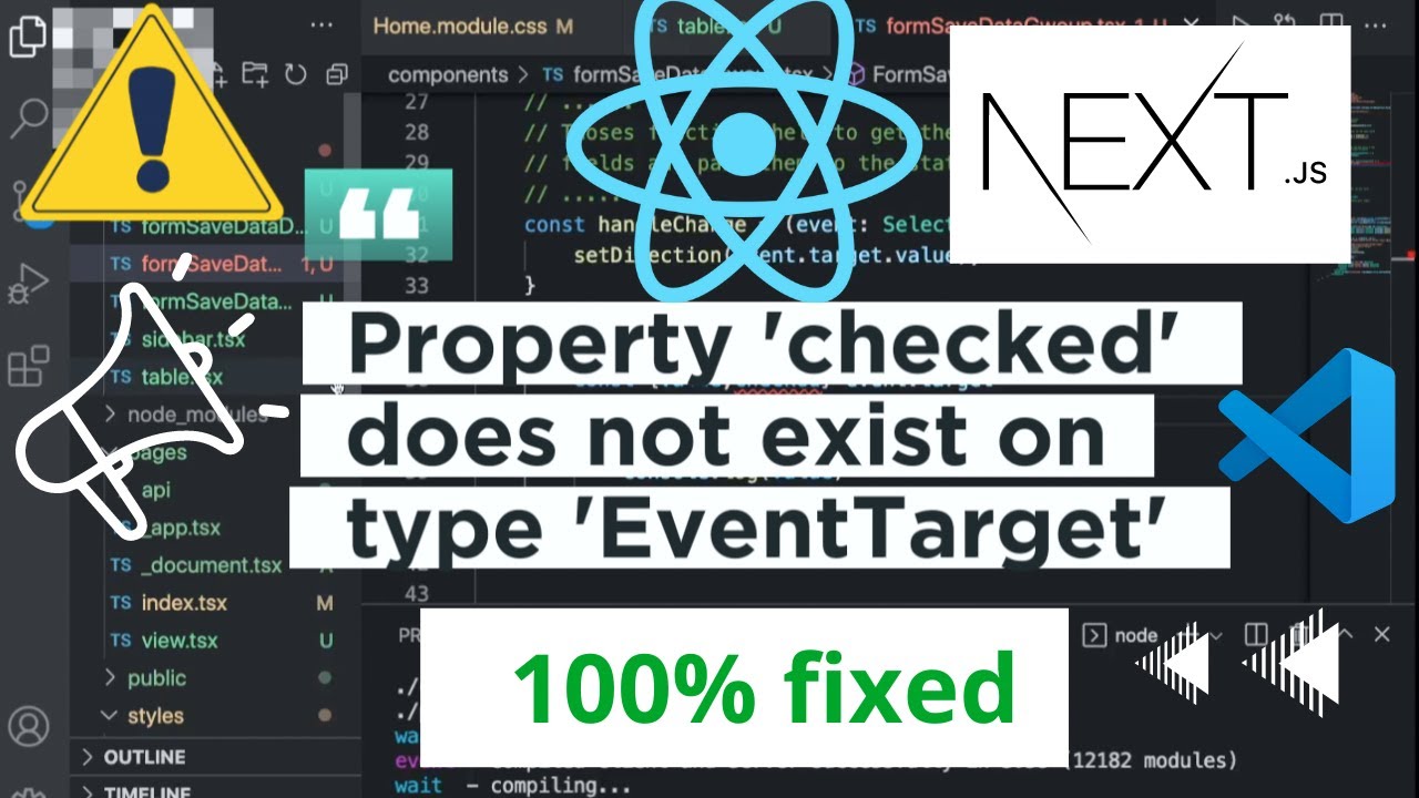 Property 'checked' does not exist on type 'EventTarg, reactjs - nextjs