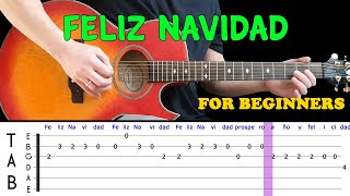 FELIZ NAVIDAD | Easy guitar melody lesson for beginners (with tabs) - José Feliciano