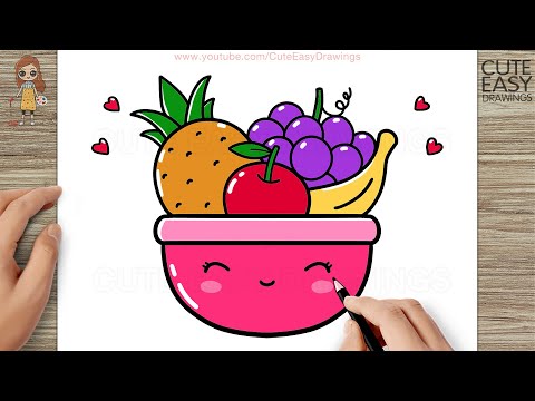 How to Draw a Cute Fruit Basket, Easy Drawings