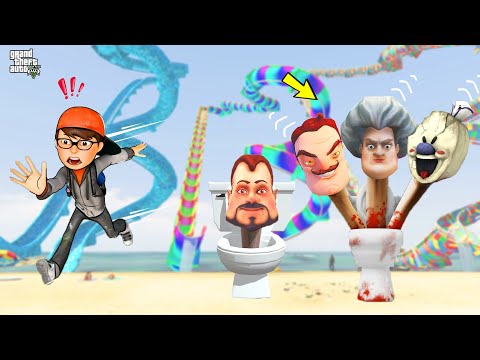 SKiBiDi TUVALET KAFALAR GELDİ 😱 GTA 5 Scary Teacher - Dark Riddle - Hello Neighor