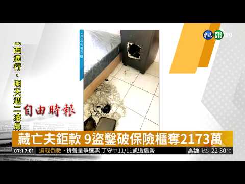 藏亡夫鉅款 9盜鑿破保險櫃奪2173萬