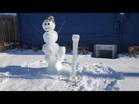 Frozen Toilet Paper Snowman in Minnesota