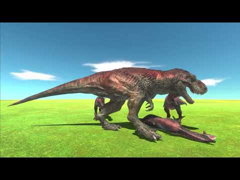 t rex vs carnotaurus trio (animal revolt battle simulator)