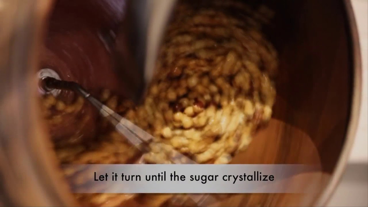 Chocolate World panning machine showing nut caramelisation