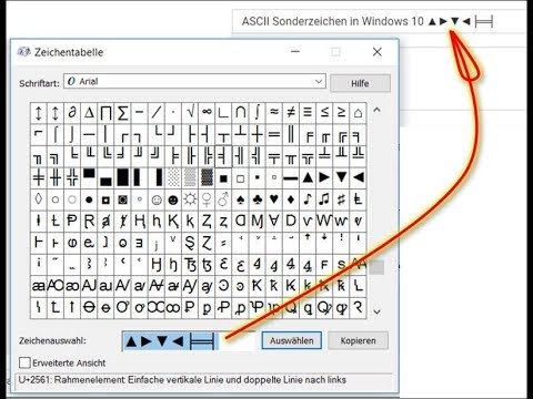 ASCII Sonderzeichen in Windows 10 ▲▼◄╞═╡►