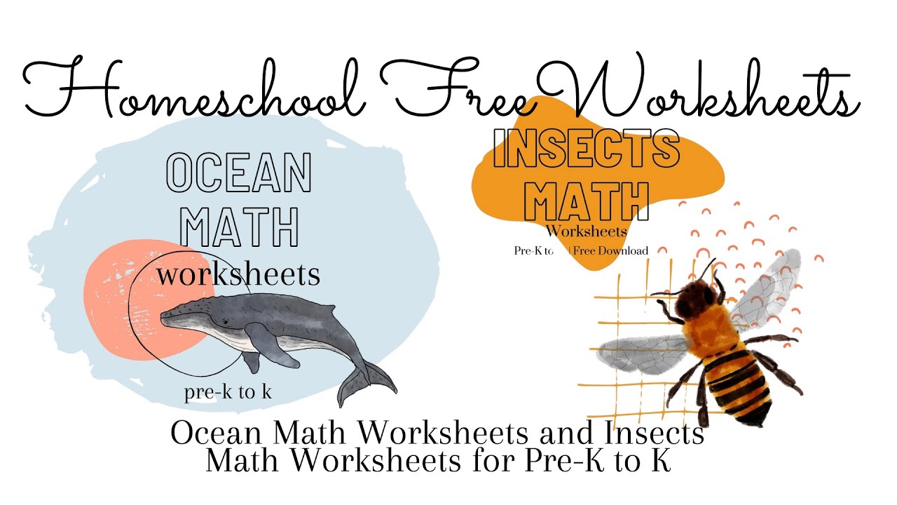 Homeschool Math Ocean Worksheets & Insects Worksheets Pre-K to K. (FREE DOWNLOAD)