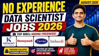 NO EXPERIENCE Data Scientist Jobs 2026 🚨 | Top MNCs Hiring Freshers | Apply Now