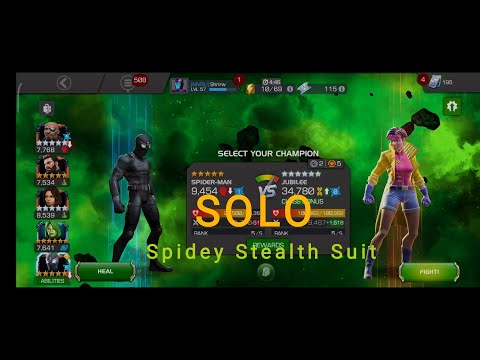 Uncollected Jubilee Boss fight. Spiderman stealth suit Solo. Marvel Contest Of Champions. Spidey