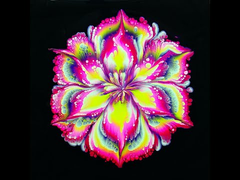 (405) AMAZING acrylic pour FLOWER painting ~ CUP BOTTOM reverse dip with PAPER NAPKIN ~ Must see!