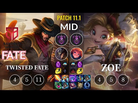 SB FATE Twisted Fate vs Zoe Mid - KR Patch 11.1