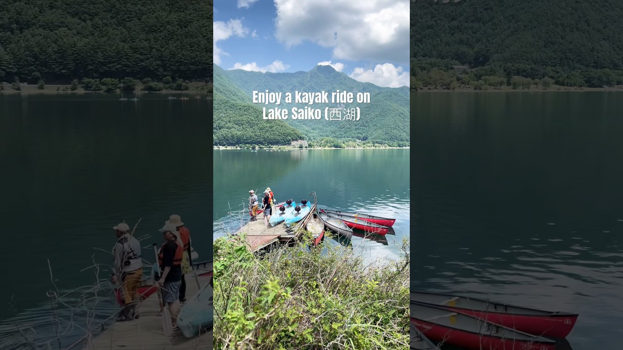 Enjoy a kayak ride on the majestic Lake Saiko (西湖) #lakesaiko #西湖 #富士河口湖 #日本  #ジャパン #登山 #夏