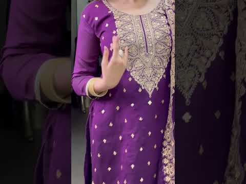 Purple Elegant Vichitra Silk Top & Bottom Set with Sequins & Thread Embroidery Work – Stitched Top, Plain Bottom, and Matching Dupatta