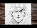 Easy Anime Sketch How To Draw Jotaro JoJo Bizarre Anime Boy Drawing Step By Step For Beginner