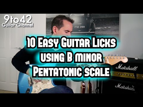 10 Easy Guitar Licks using B minor Pentatonic scale with TAB
