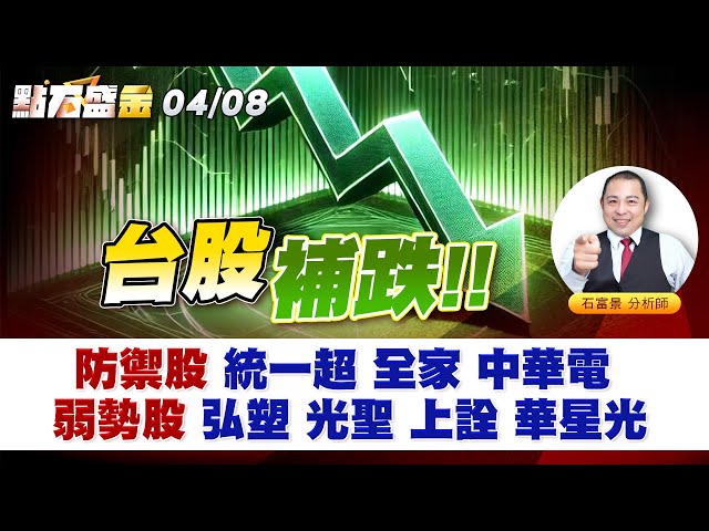 《點石盛金》石富景 台股補跌!!防禦股 統一超 全家 中華電弱勢股 弘塑 光聖 上詮 華星光