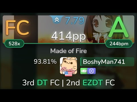 BoshyMan741 | Niko - Made of Fire [Oni] +EZDT 93.81% (414pp FC) - osu!