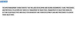 Which NIMS Management Characteristic includes developing and issuing assignments, plans, procedures