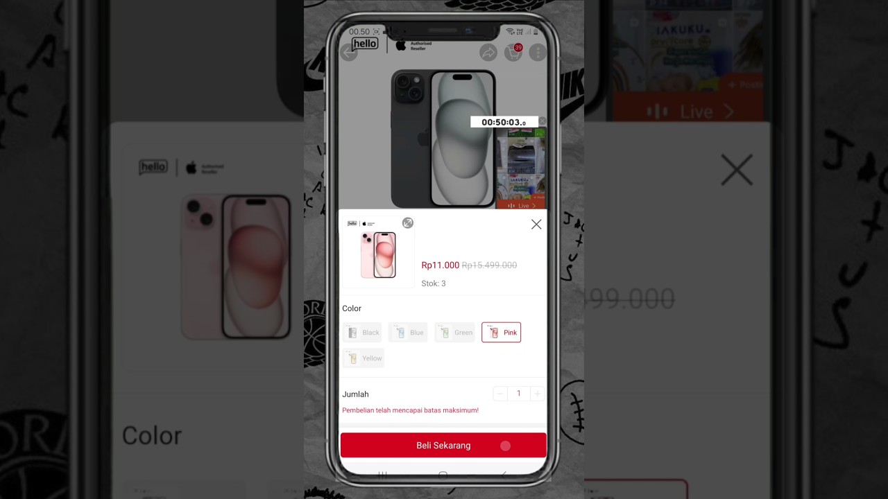 Flashsale iphone 15 hanya 11 ribuan edisi shopee 11.11 #shopee1111 #flashsaleshopee