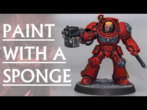 PAINT YOUR SPACE MARINES WITH A SPONGE I PAINTING BLOOD ANGELS I PAINTING RED ARMOUR I WARHAMMER 40K