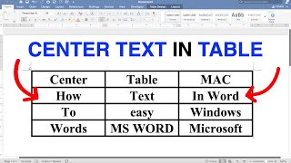 How To Center Text In a Table In Word