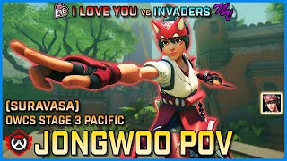 [ JONGWOO ] CLEAN Flex Support Gameplay | I Love You vs Invaders | Suravasa | OWCS PAC Stage 3