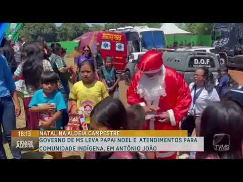 Governo de MS leva Papai Noel e atendimentos para comunidade indígena, em Antônio João