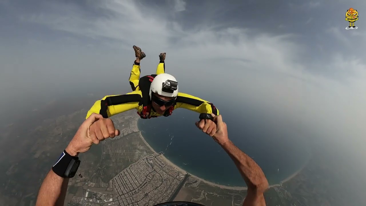Skydiving freefall at Empuriabrava