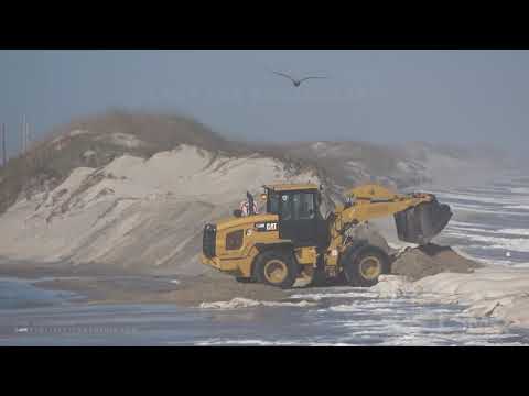 11-08-2021 Rodanthe, NC-Highway 12 closed by overwash as bulldozer works to clear
