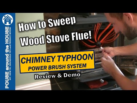How to sweep wood burning stove flue. Chimney Typhoon review & demo. DIY clean & sweep chimney! Video