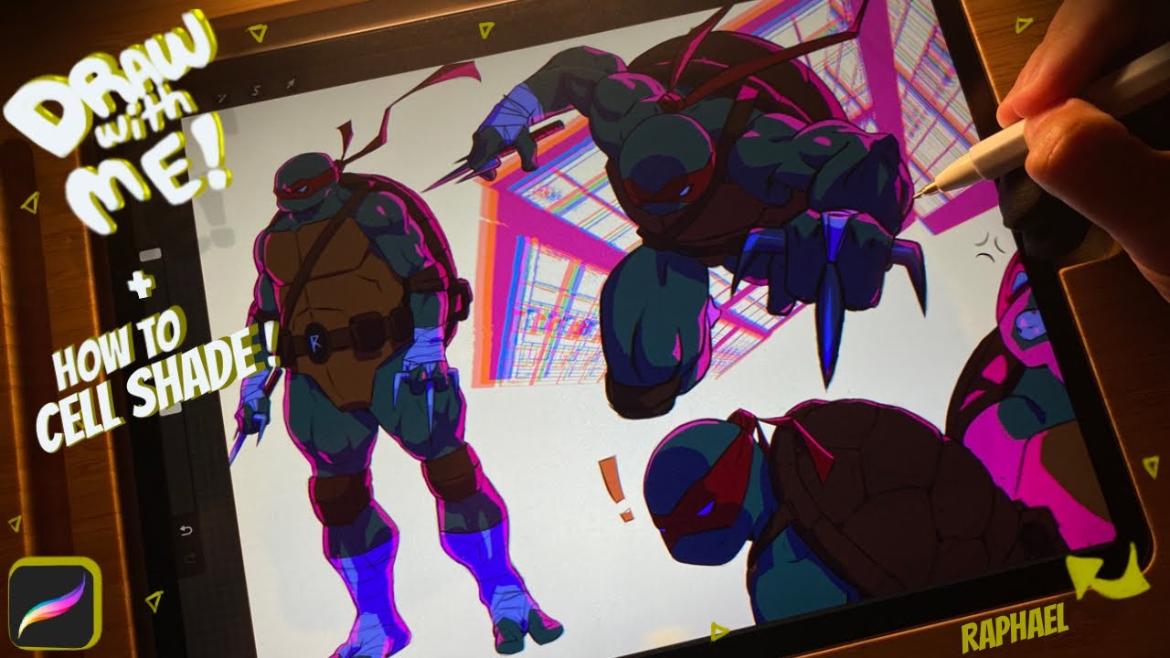 TMNT Raphael Character Sheet + How to Cell Shade! (Full Process) Procreate iPad Pro