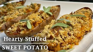 Hearty Stuffed Sweet Potato Recipe | Baked Stuffed Sweet Potato