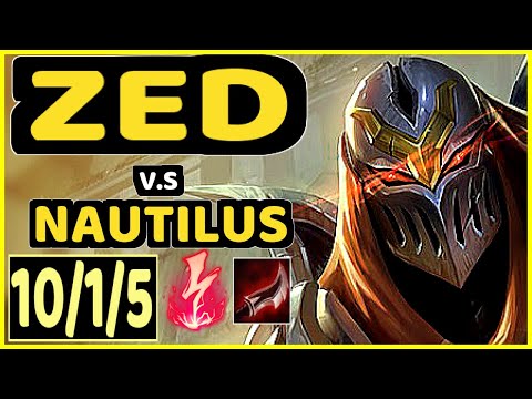 PRIDE (ZED) vs NAUTILUS - 10/1/5 KDA MID CHALLENGER GAMEPLAY - EUW