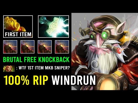 WTF 1st Item MKB 100% Counter Windrun Mid with Free Hit Knockback Sniper Dota 2