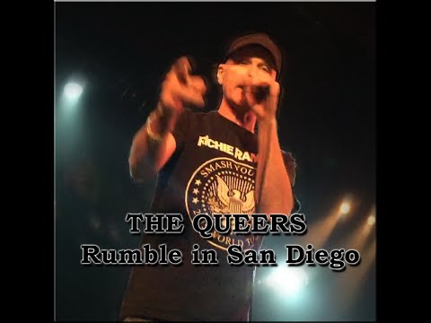The Queers fight on stage Aug 9th, 2015 at the Northpark Theater, San Diego Ca