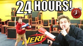 24 HOUR FORT OVERNIGHT CHALLENGE AT NERF ARENA!