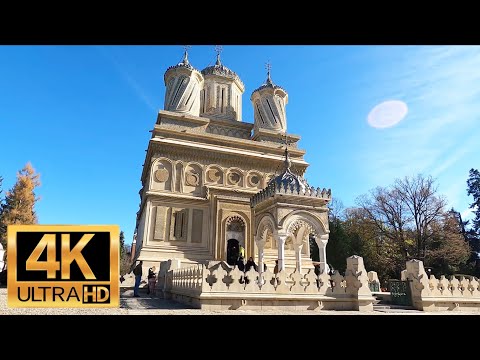 Manastirea Curtea de Arges Vazuta din Drona. 4K Video. Noiembrie 2022.